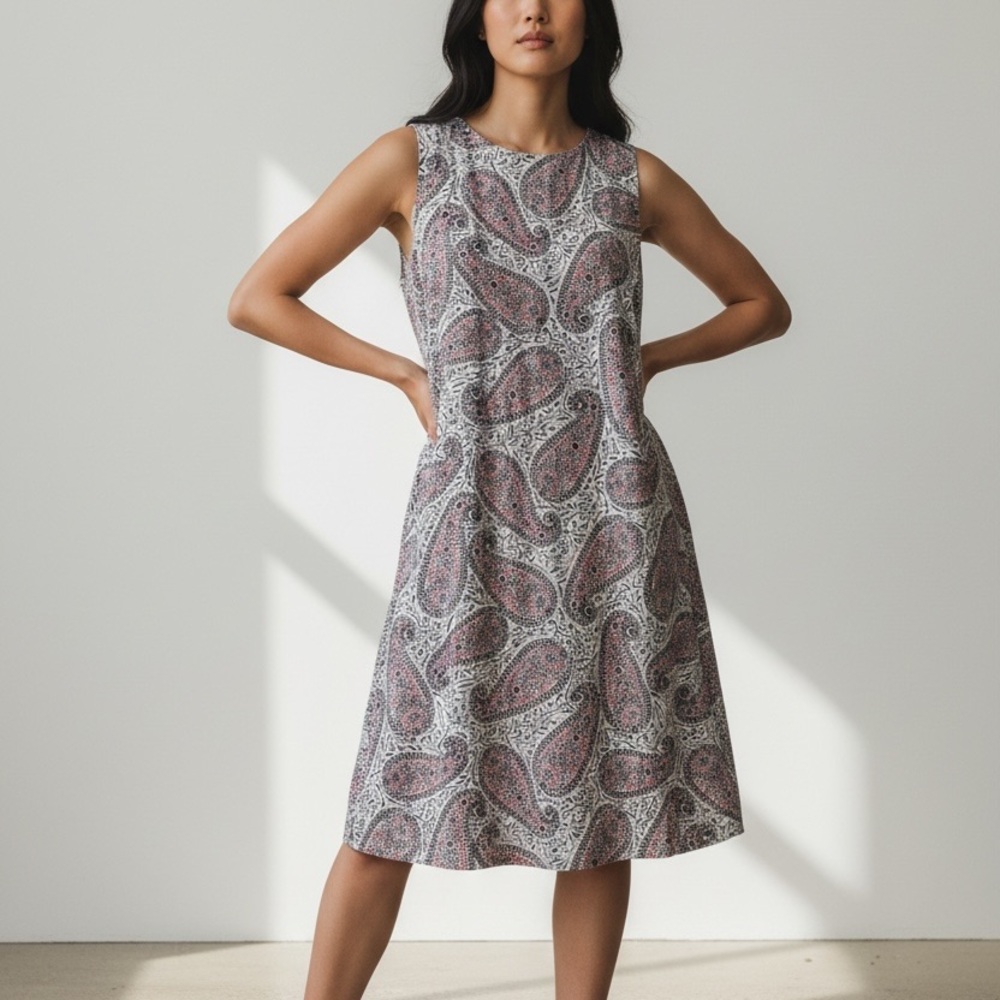 Old Navy Paisley Sleeveless Midi Dress A-Line Casual Summer